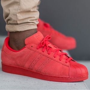 Red Adidas Superstar All Over Red Suede￼ Mens Size 10.5